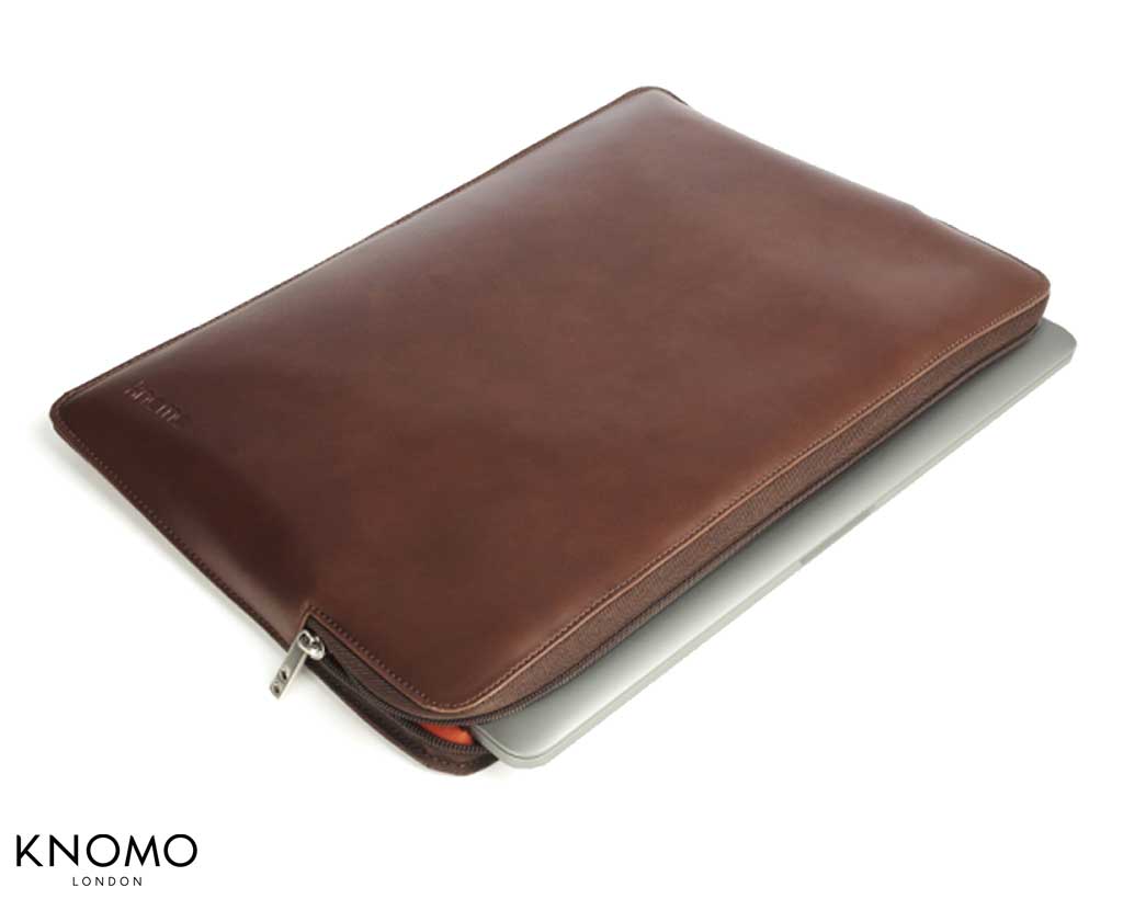 Housse Knomo en cuir Marron pour Macbook Pro 13